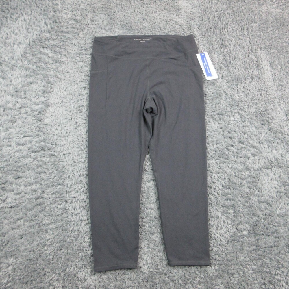 THREADS 4 THOUGHT Leggings Womens 1X Gray Cropped Microfiber Pockets 33x25* NWT